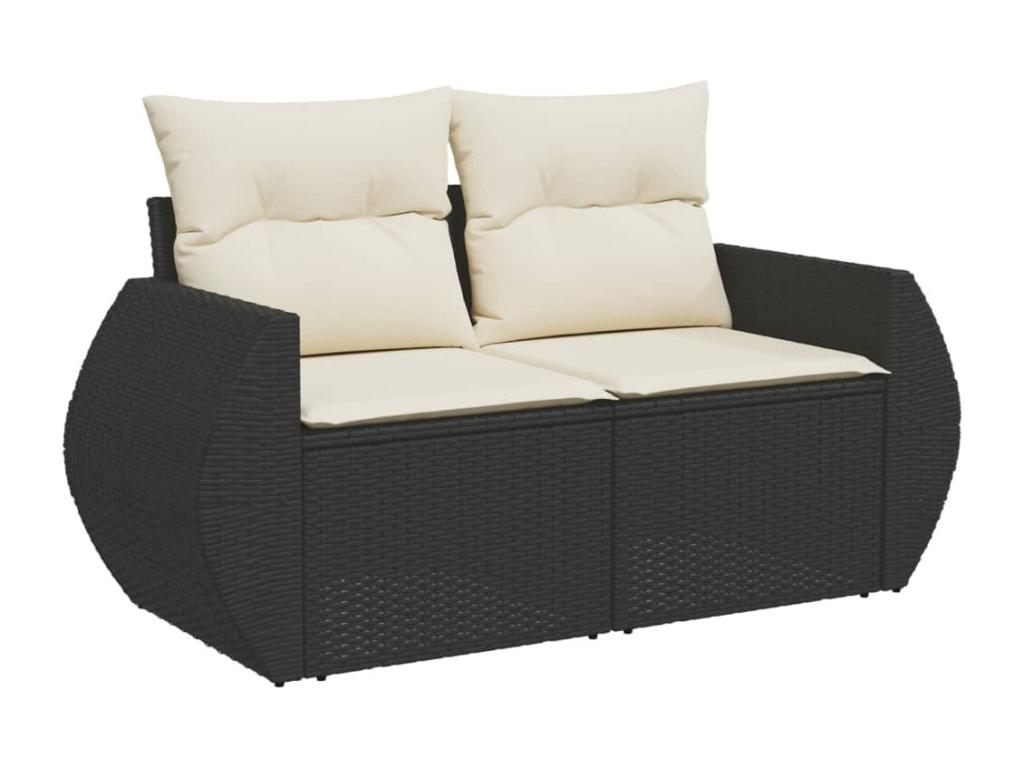 8-piece garden furniture set with cushions, black resin wicker, 11660DWNA