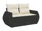 8-piece garden furniture set with cushions, black resin wicker, 11660DWNA