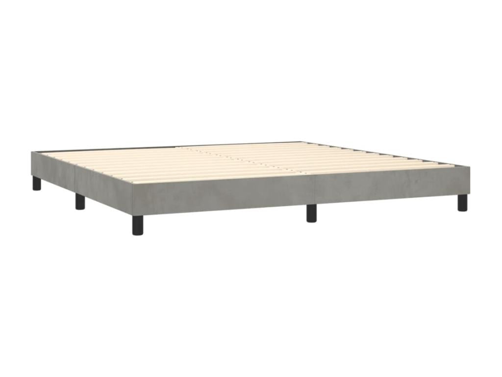 Sunmeub bed base and mattress, light grey, 200x200cm, velvet, 69265NHLY