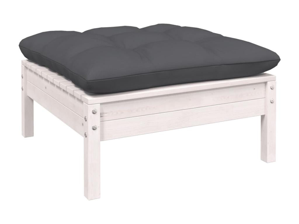 11-piece garden furniture set with cushions, white, solid pine wood, 55041WDJF