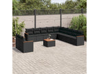 12-piece garden furniture set with cushions, black resin wicker, 73205HZZU