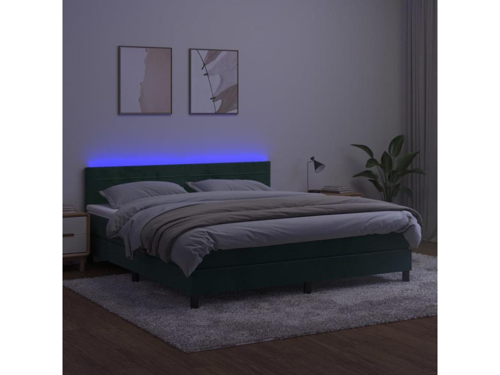 Sunmeub bed base with LED mattress, dark green, 160x200 cm, 10809ZZJI