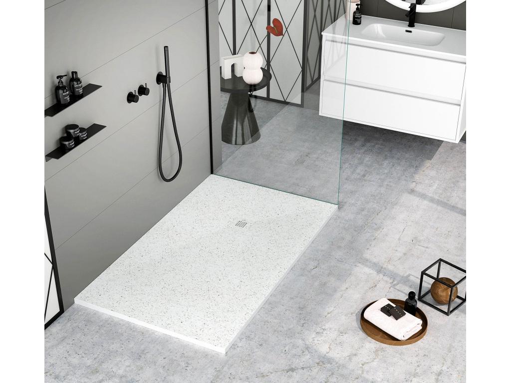Sunmeub White Shower Tray with Smooth Finish, Sunmeub 3D Color Grid - 140x70 cm 10507PAMI