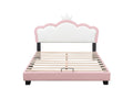 Bed with crown-shaped headboard 140x200 cm - PU leather - for children - pink 26898PMOZ