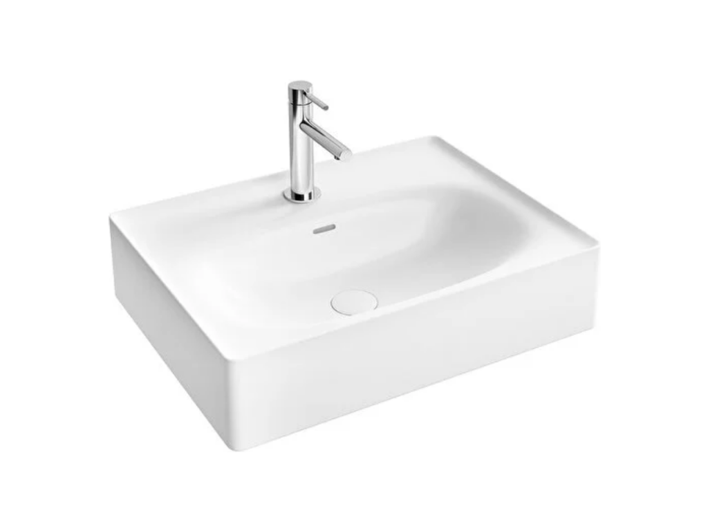 Sunmeub 60cm wall-mounted washbasin with overflow, white 90142WBGR
