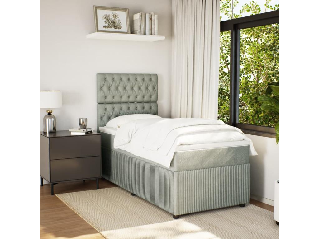 Sunmeub bed base and mattress, light grey, 80x200 cm, velvet, 60050SJJS