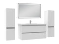 100cm Bathroom Vanity Unit with Column and Illuminated Mirror, 3 Colors, White 63907QNFU