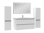 100cm Bathroom Vanity Unit with Column and Illuminated Mirror, 3 Colors, White 63907QNFU