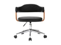 Sunmeub 76209JFVU black faux leather and dark wood swivel chair