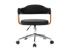 Sunmeub 76209JFVU black faux leather and dark wood swivel chair