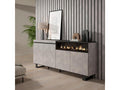 Sideboard for living room and kitchen, 200x87x35cm, with electric fireplace, industrial design, cement finish, 02899WTHC