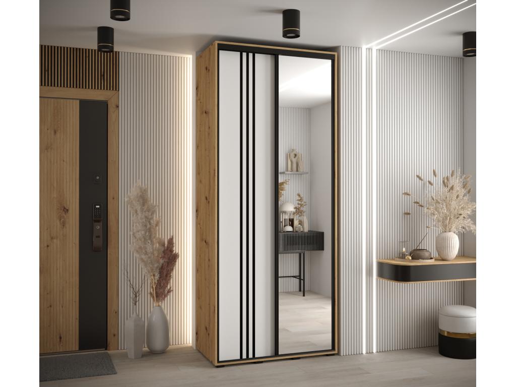 Homeboisstore 7 Sliding Door Wardrobe 235.2/110/45 2 Doors Homeboisstore/White/Black 54243RNDJ